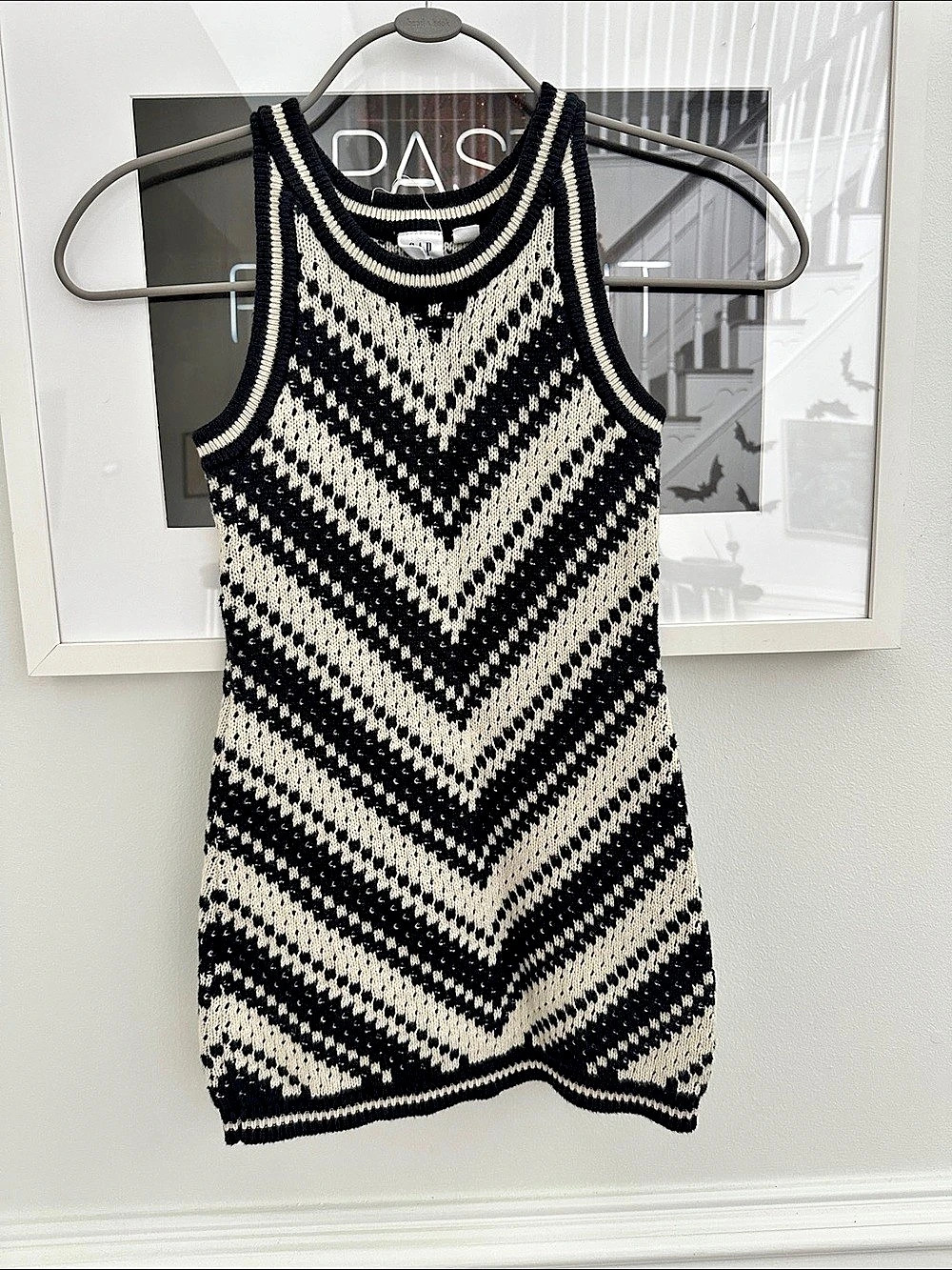 Gap Girls Black & Cream Geometric Dress Size 6-7Y